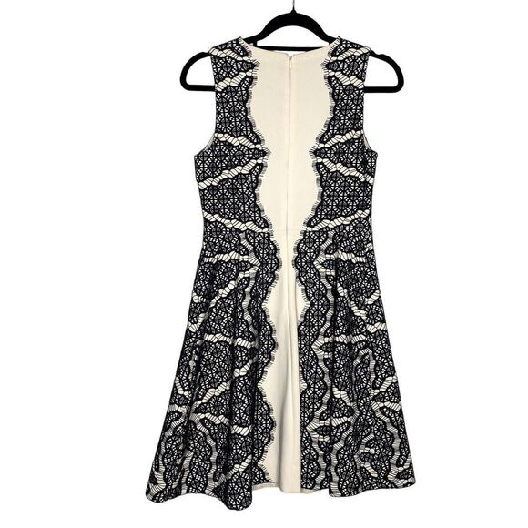 Diane Von Furstenberg Fit & Flare Daniella Lace Panel Mini Dress Cream Black 4 - Picture 16 of 16